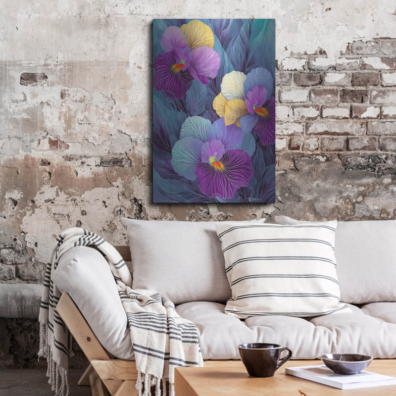 Art mural en métal Winston Porter «Pansies Of Thought Illustration» par Momart, H 36 po x l 24 po