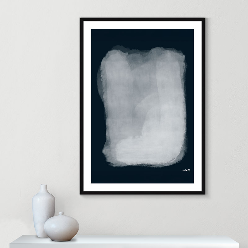 Calme 001, reproduction par A.Atelier, H 41,5 po x l 29,5 po x P 1,25 po, Reproduction encadrée noire avec passe-partout