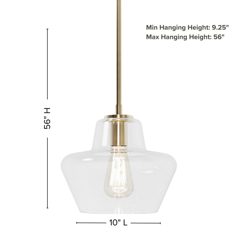 Carlissa 1-Light 9.75” Wide Pendant, Plated Gold