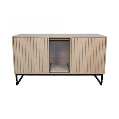Maison de chat moderne en bois avec tapis à gratter - durable, élégante et spacieuse pour le confort félin et l'esthétique de la maison