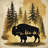 Bison In Forest Scene Comforter-135987073-135987084