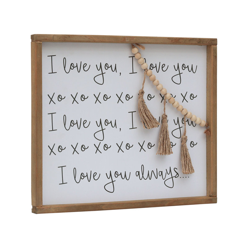 Décoration murale I Love You avec perles et pampilles