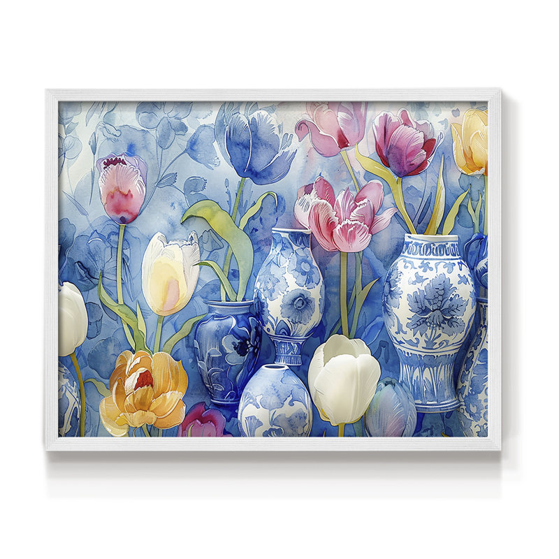Série florale - LXIX - reproduction encadrée, H 16 po x l 20 po, Blanc