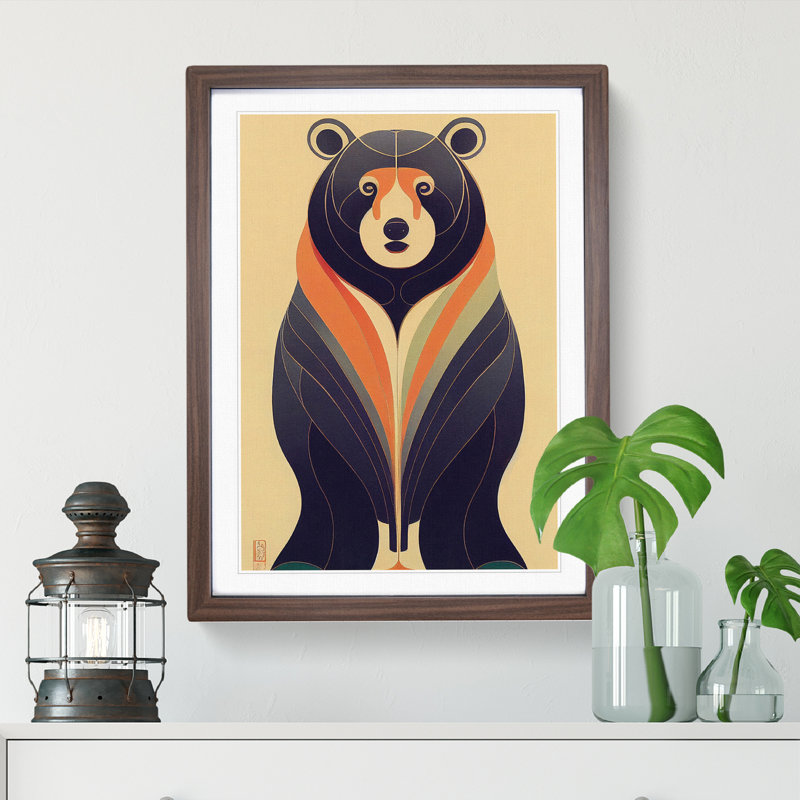 Bear No.5 - Single Picture Frame Print, 64cm H x 46cm W x 2cm D, Walnut Framed