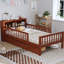 Lit simple avec rangement pour tête de lit et garde-corps sécurisés, qualité noyer-3961795
