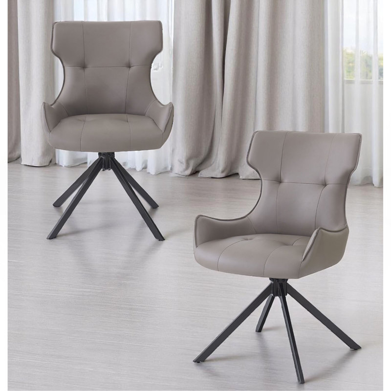Ensemble de 2 chaises d'appoint en cuir synthétique et en similicuir noir avec pivot