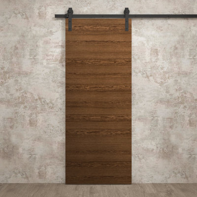 Modern Barn Door 42 x 80 inches Ego 5000 Cognac Oak 8FT Rail Track Heavy Hardware Set Solid Panel Interior Doors
