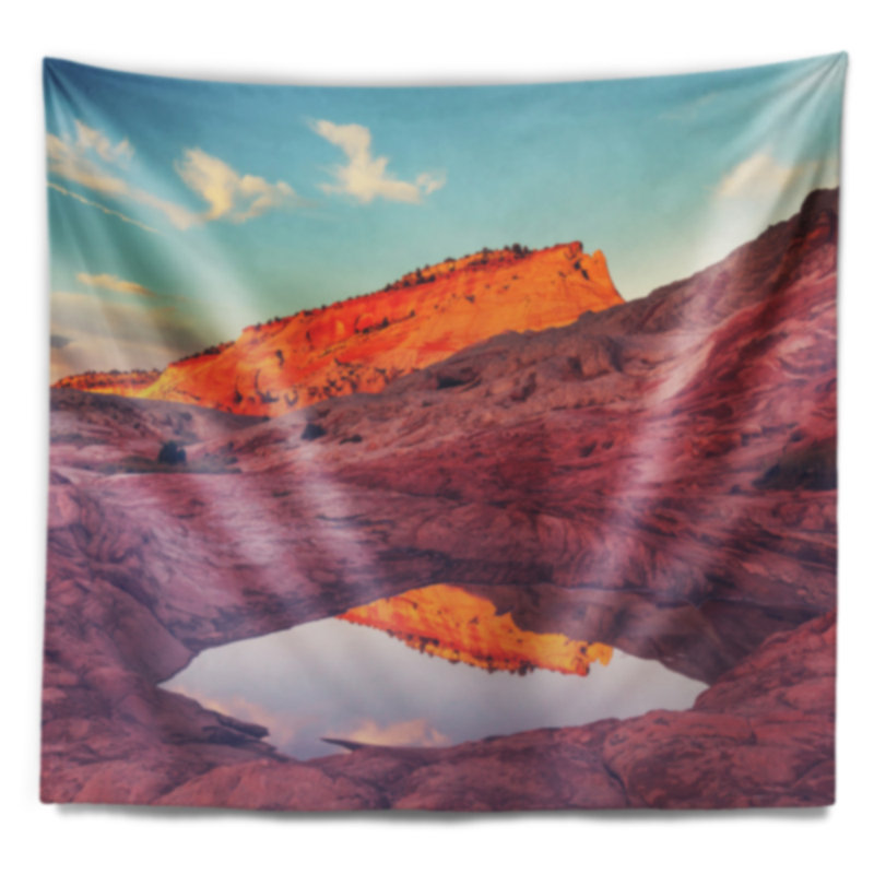 Paysage, lac, tapisserie, parc national Monument, H 32 po x l 39 po