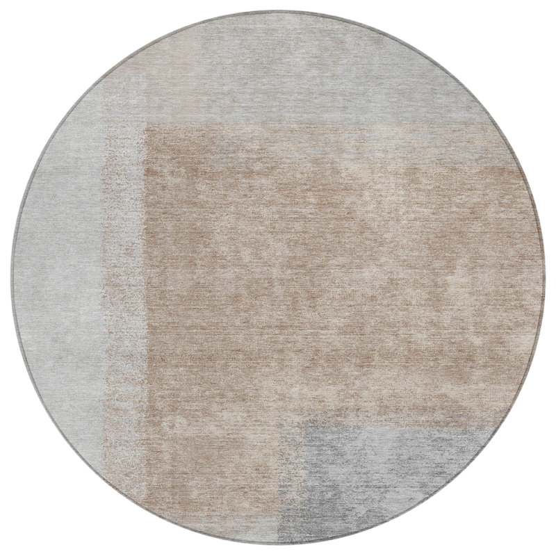 Machine Washable Indoor/Outdoor Chantille ACN2341 Abstract Rug, Round 8'