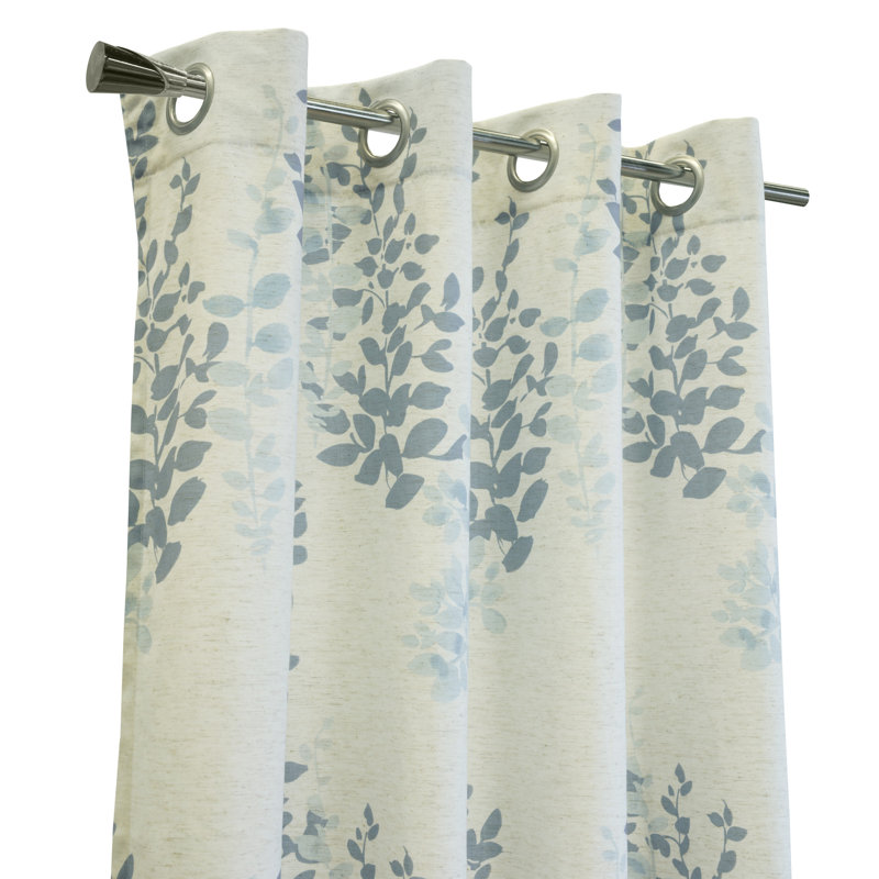 Rideau en polyester à œillets Prenda, L 50 po x L 108 po, Bleu