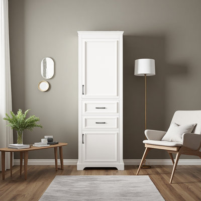 71-Inch Tall Freestanding Bathroom Vanity With Damping-Hinge Doors And Drawers, Featuring A Modern Elegant Design
