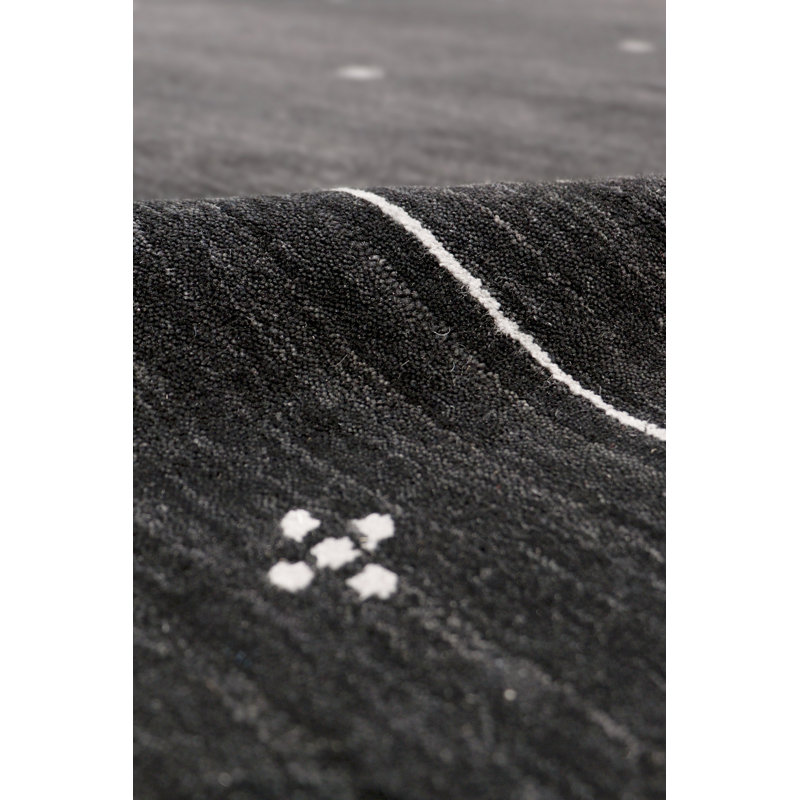 Tapis gris anthracite / argent en soie et laine tissés à la main Gramercy Gramercy, Rectangle de 10 pi x 14 pi