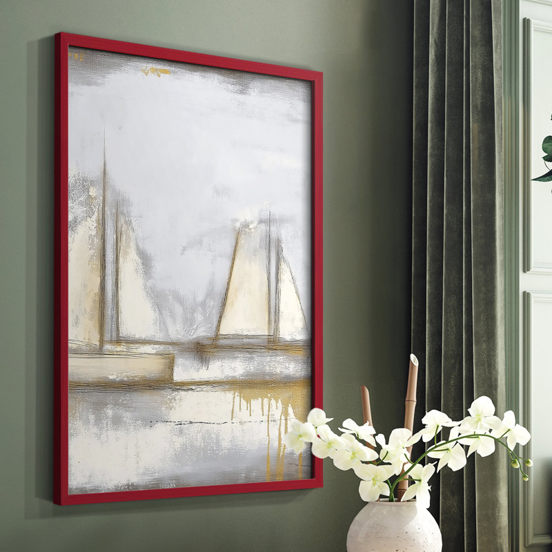 NAUTICAL Series CLxxi - reproduction encadrée de qualité supérieure - prête à être accrochée - aucun clou requis, Rouge