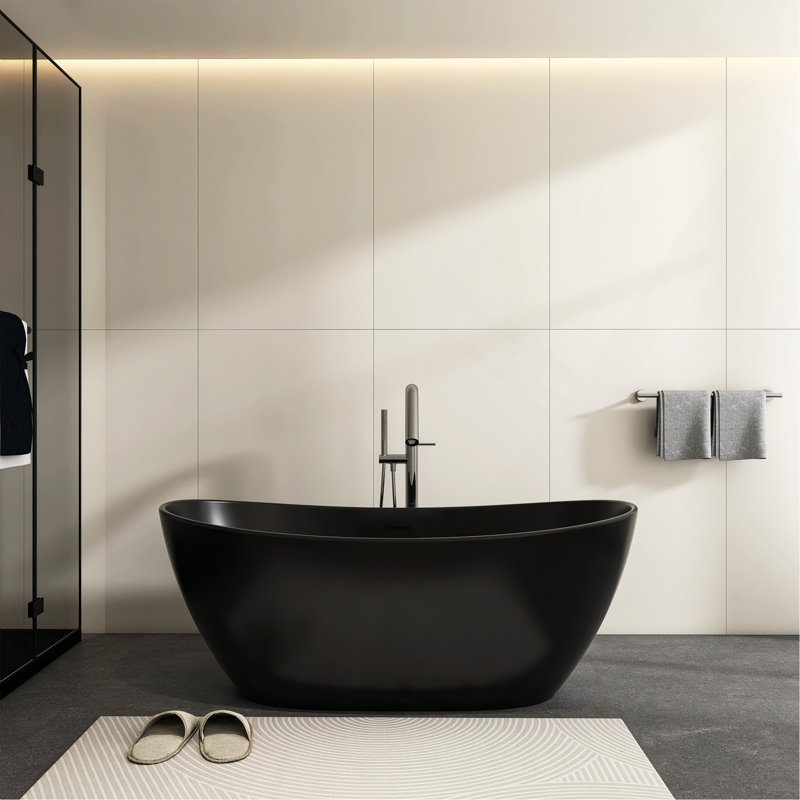 Baignoire de salle de bain autoportante en pierre artificielle 65 pouces