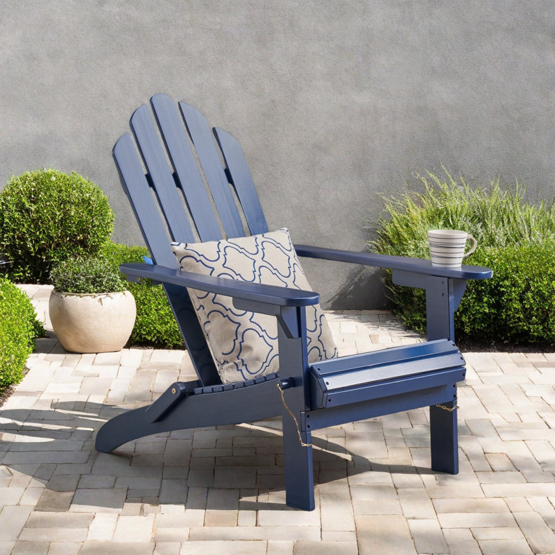 Mobley Solid Wood Folding Adirondack Chair, Blue