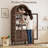 Arched acrylic storage cabinet - Double doors and three drawers (dark brown)-121975053