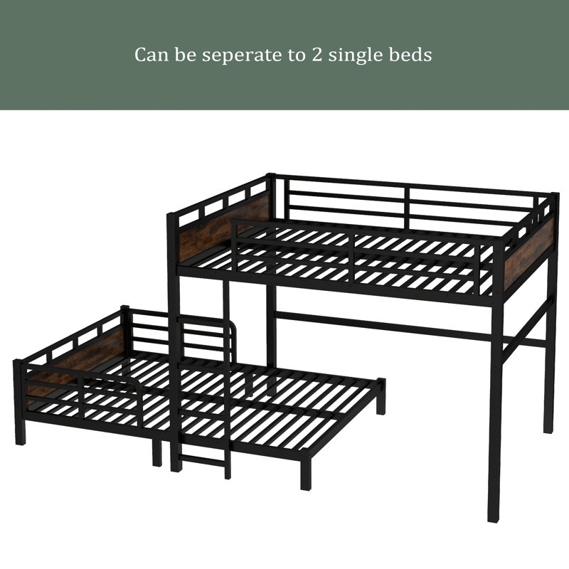 Queen Over Queen Metal Bunk Bed/Metal Loft Bed And Metal Platform Beds,With Raised Security Fence