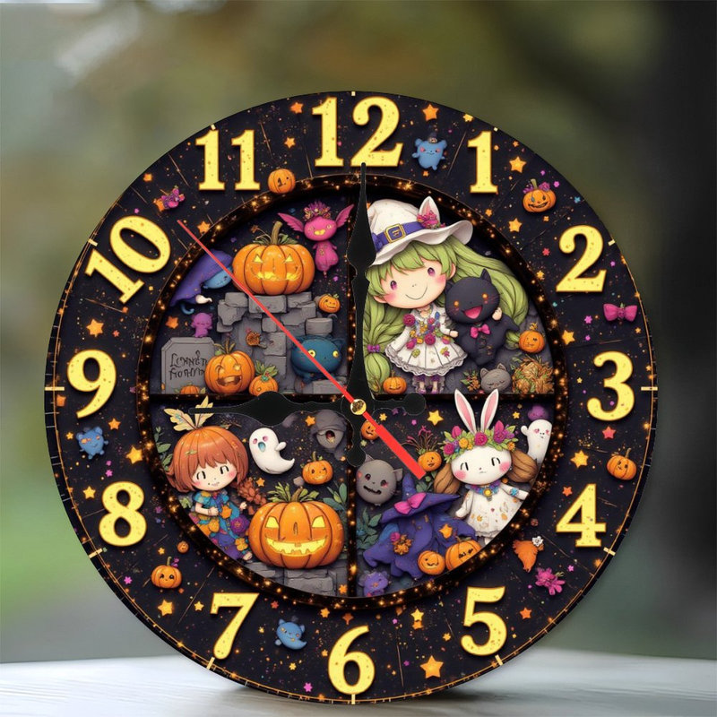 Horloge d'Halloween avec des personnages mignons
