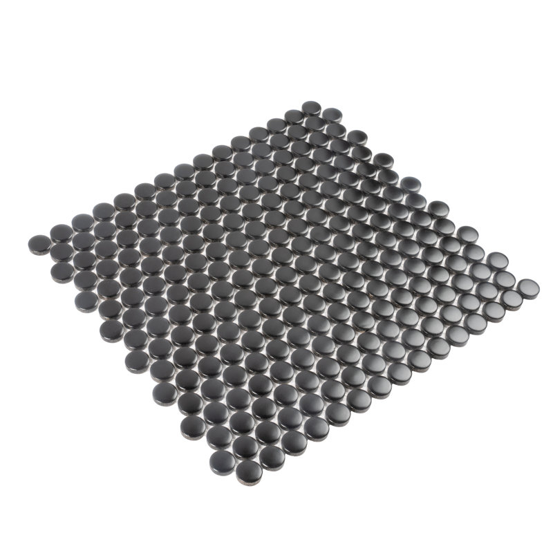 Cirkel 11.46'' W x 12.4'' L Porcelain Tile Mosaic Sheet, Black