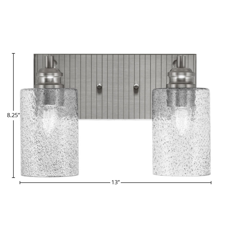 Éclairage pour meuble-lavabo à 2 lumières Asmin, Nickel brossé, Transparent