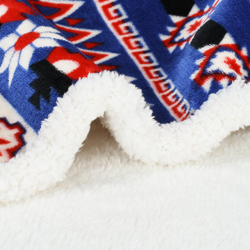 Red and White Reversible Sherpa Fleece Patriotic Blanket