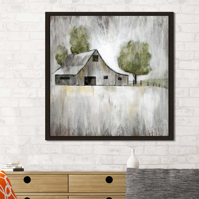 «Weathered Barn», reproduction de peinture acrylique, H 39,5 po x l 39,5 po x P 2 po, Cadre flottant espresso