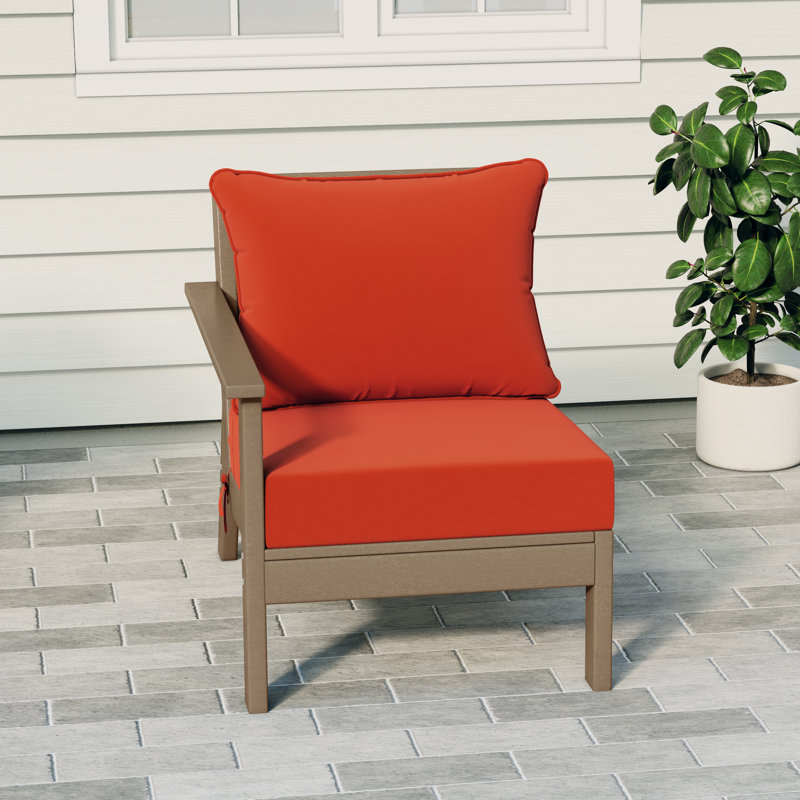 Chaise avec accoudoirs profonds à gauche avec coussins, Light Brown, Orange