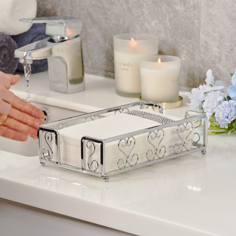Vanity Countertop Napkin Holder, Silver