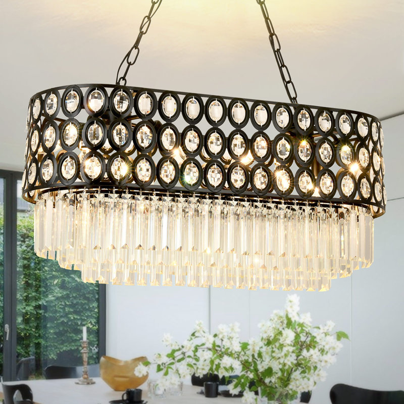Lustre gradué à 8 lumières Erdenheim, Noir mat