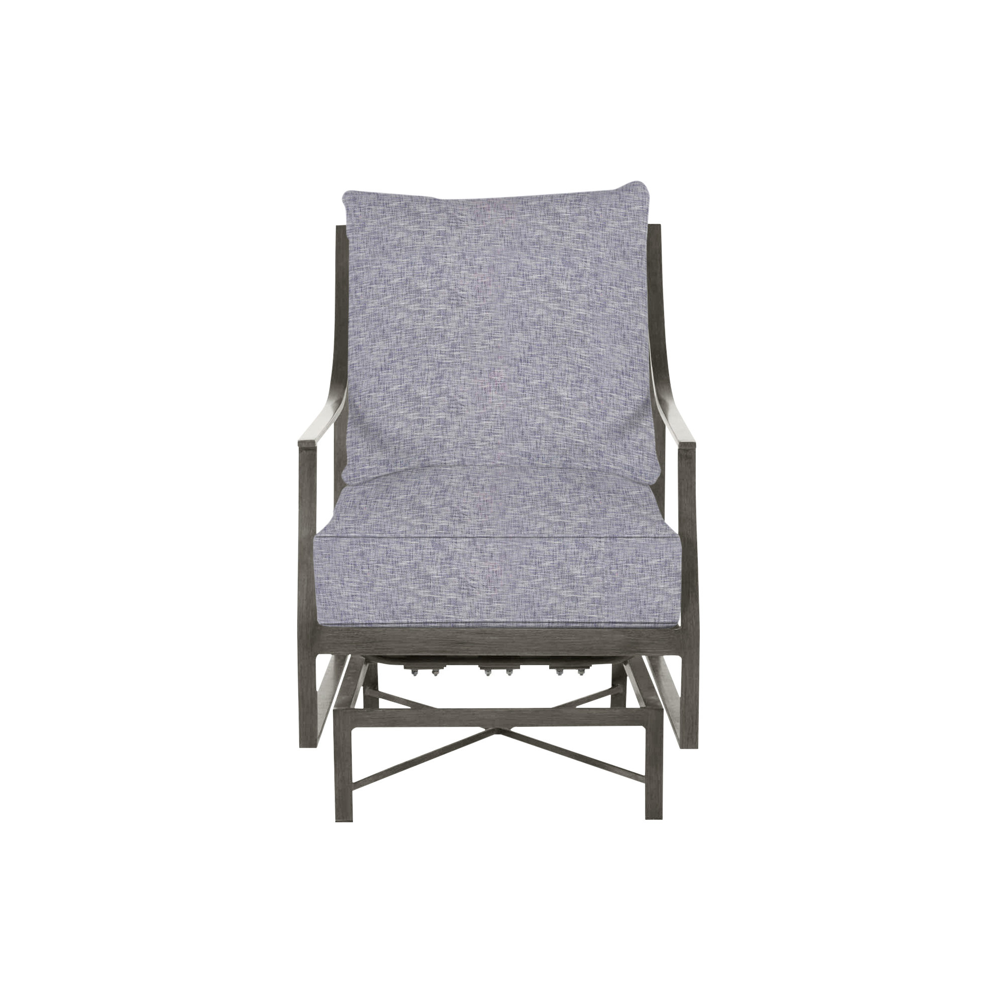 Monaco Wrought Aluminum Outdoor Spring Lounge Chair, Rollo Silver InsideOut® Linen, Welt, Slate Gray