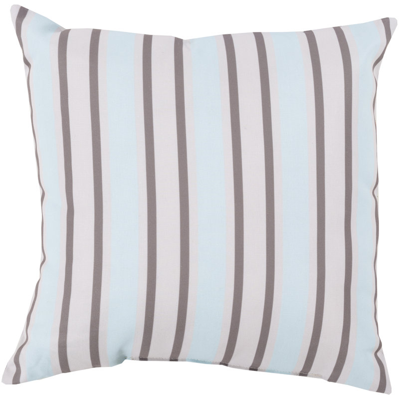 Rain Striped Outdoor Pillow Cover, 18" H x 18" W x 4" D, Cobalt/Sky Blue
