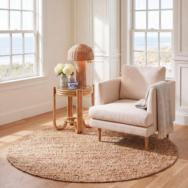 Tapis en jute / coton Kierstan, Rond 6 pi