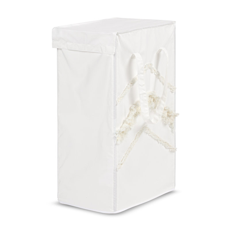 Ivory Canvas Collapsible Laundry Hamper with Lid for Kids