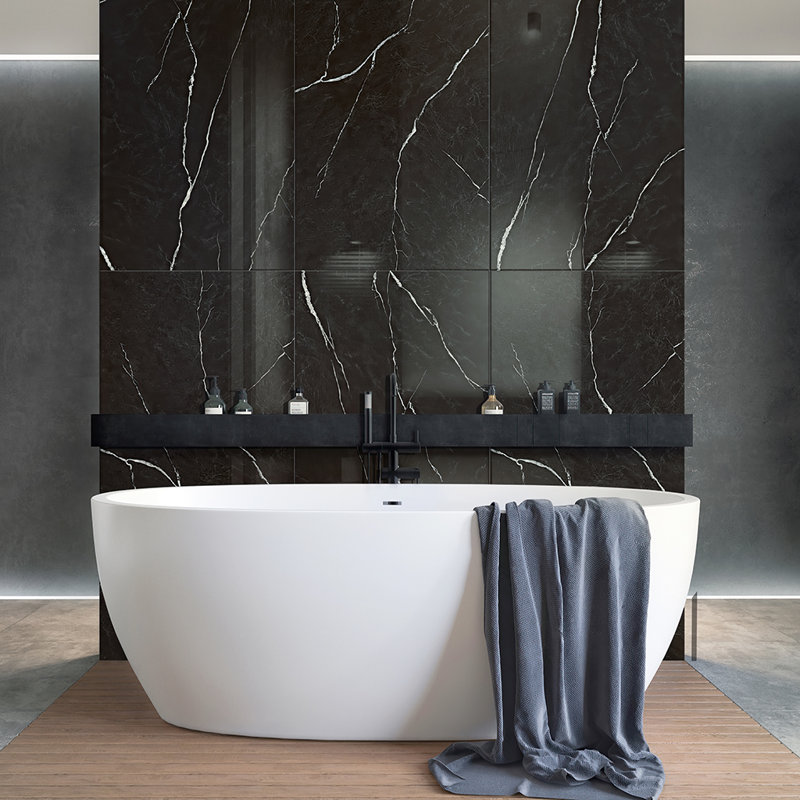 Splendor 23.62'' W x 47.25'' L Porcelain Singular Tile, Black