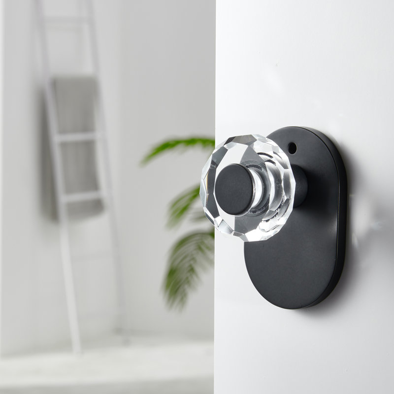 Bouton de porte ovale avec rosette, Noir mat, Passage
