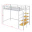 Lit mezzanine simple en métal avec tablette supérieure et échelle de rangement latérale-627177763