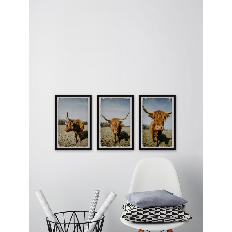 Triptyque de cornes, H 36 po x l 24 po