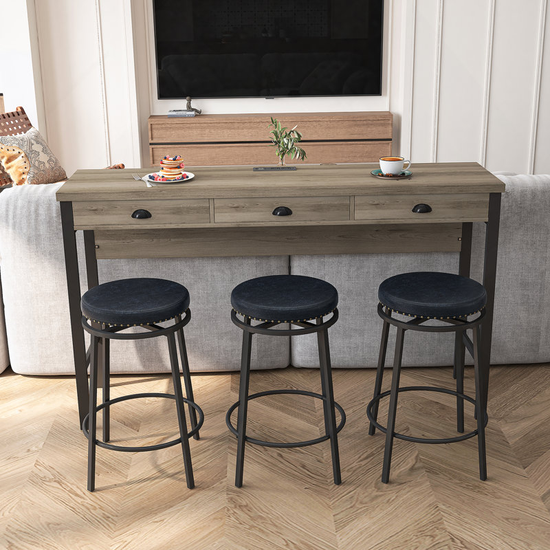 Ensemble de table de salle à manger 4 pièces avec table fixe, idéal pour les réunions de famille et les repas quotidiens avec de multiples fonctionnalités