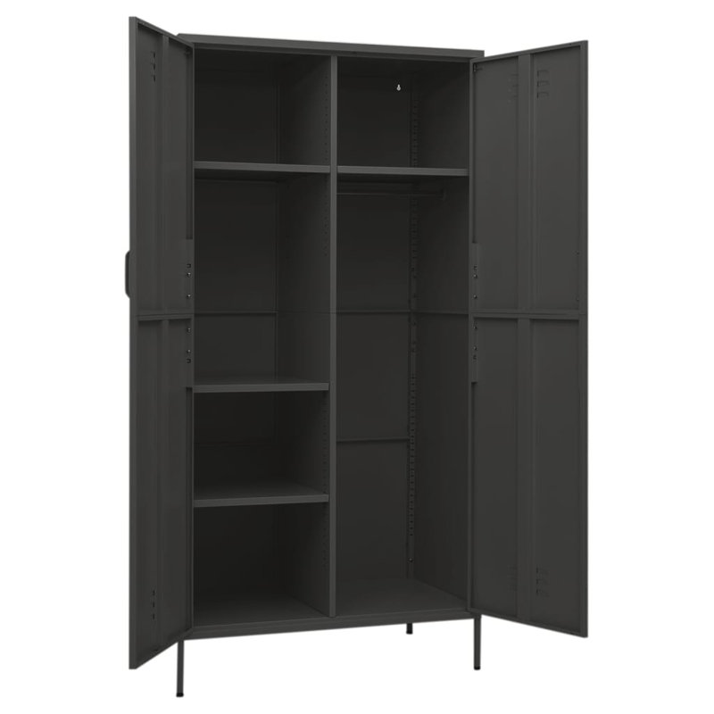 Branwell 2 Door Steel Wardrobe, Anthracite