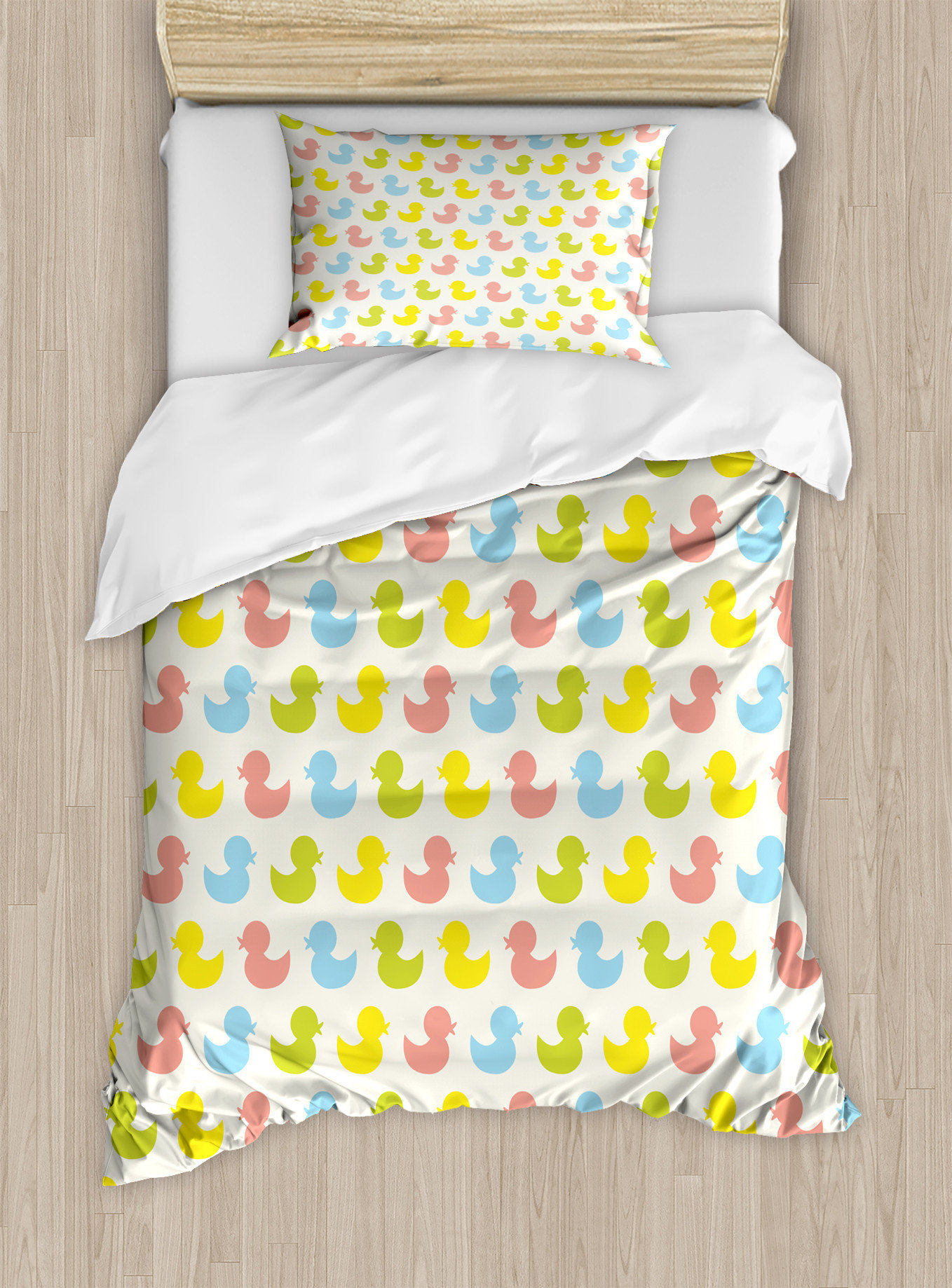 Rubber Duck Pattern Print Duvet Cover Bedding Set