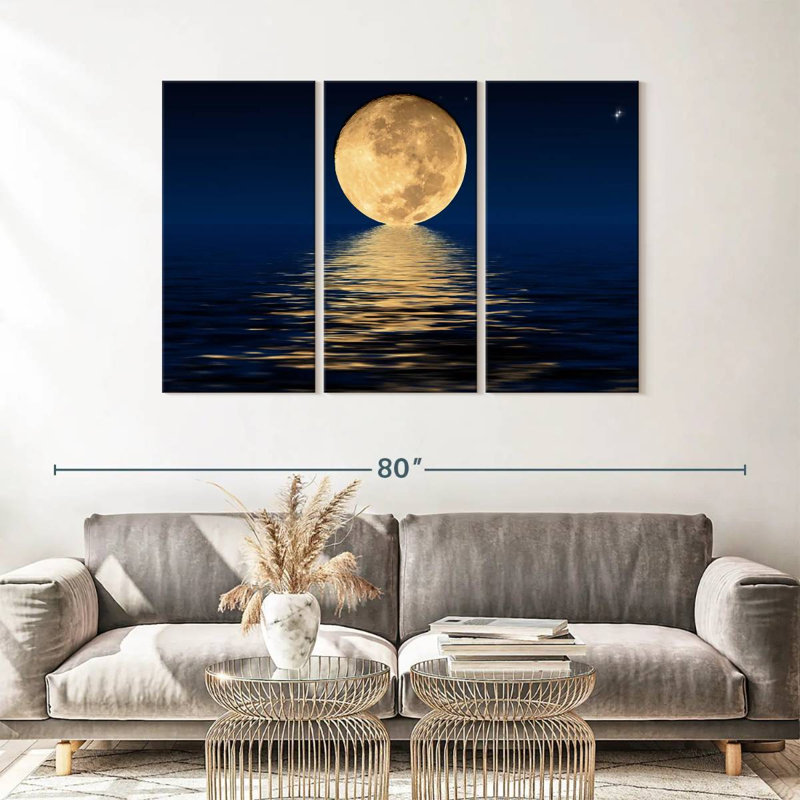 " Moon Light " 3 - Pieces, 36" H x 57" W x 1.25" D