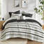 Édredon à rayures et courtepointe - double / grand, microfibre, literie de charme polyvalente pour lit double / grand, chic, ajoute une touche de classe à-124576482