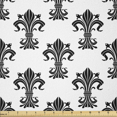 Destinae Historical European Heraldry Rich Iris Buds Curved Leaves Multi-Purpose Fabric