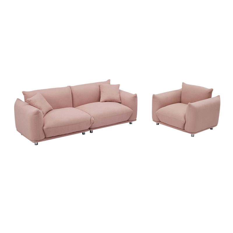 Canapé confortable surdimensionné avec pieds en métal et coussins supplémentaires pour le salon, Rose
