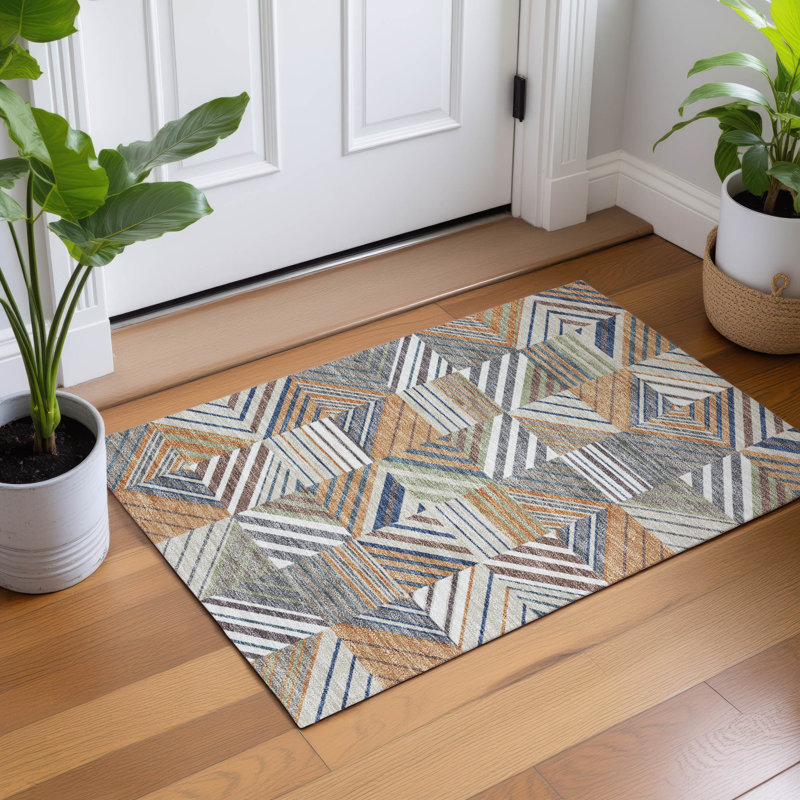 Machine Washable Indoor/Outdoor Lanphear ACN2399 Patchwork Rug, Rectangle 1'8" x 2'6"