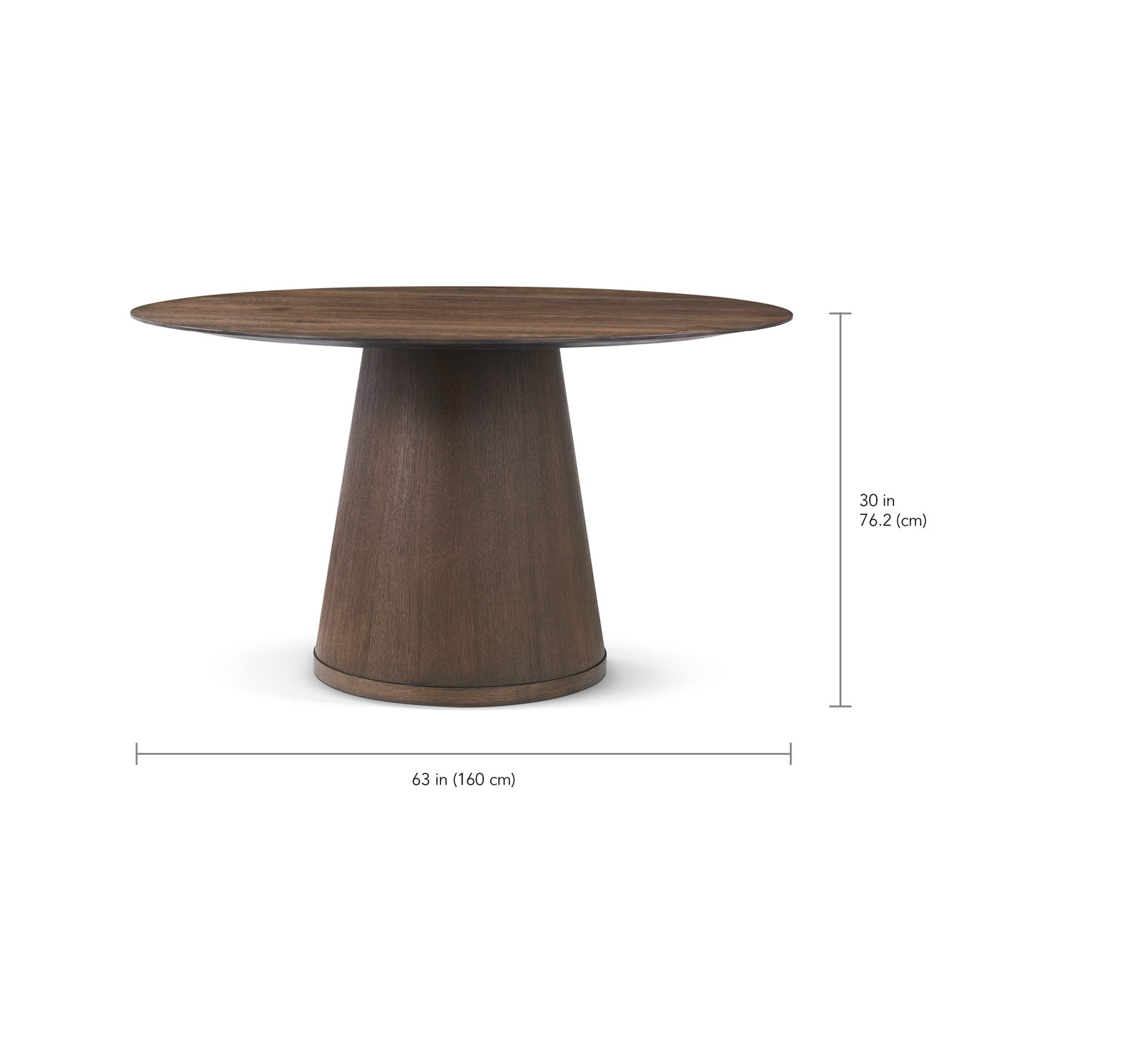 Madrid Dining Table, 30" H x 62.99" L x 62.99" W, Brown
