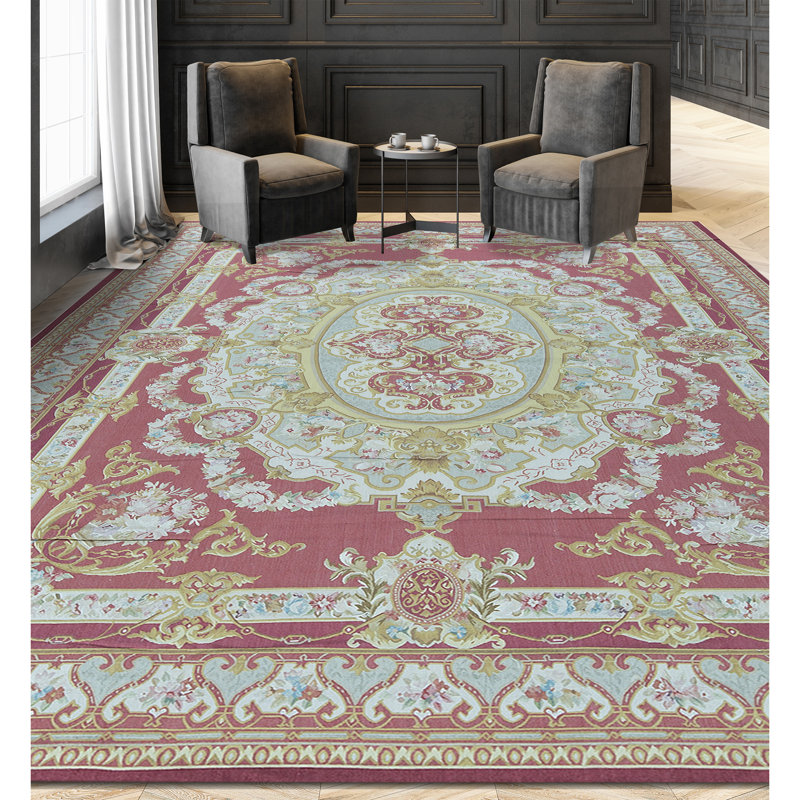Hand-Knotted High-Quality Red and Gold Area Rug