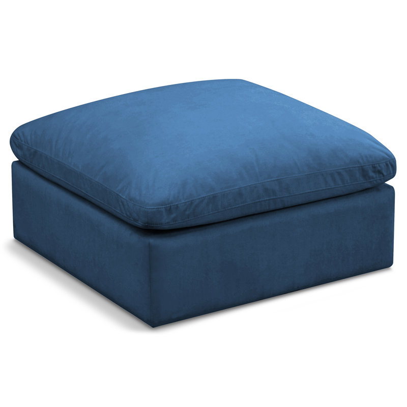 Atis Velvet Ottoman, Navy Velvet
