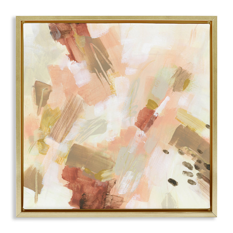 "Pale Abstract with Speckles", art mural sur toile flottante par June Erica Vess, Cadre flottant métallique doré