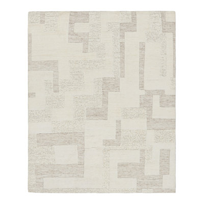 Textural Hand Knotted Wool Geometric Area Rug
